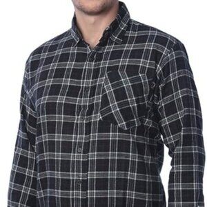Hurley Long Sleeve Button Up Collared Shirt Men's Large Black/White Plaid